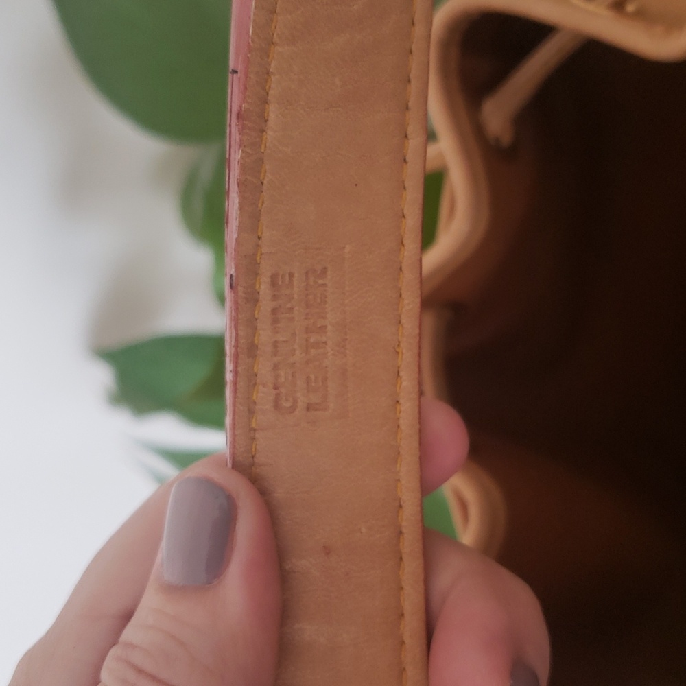 Vintage Large Leather Handmade Drawstring Bucket Bag - Picture 7 of 7
